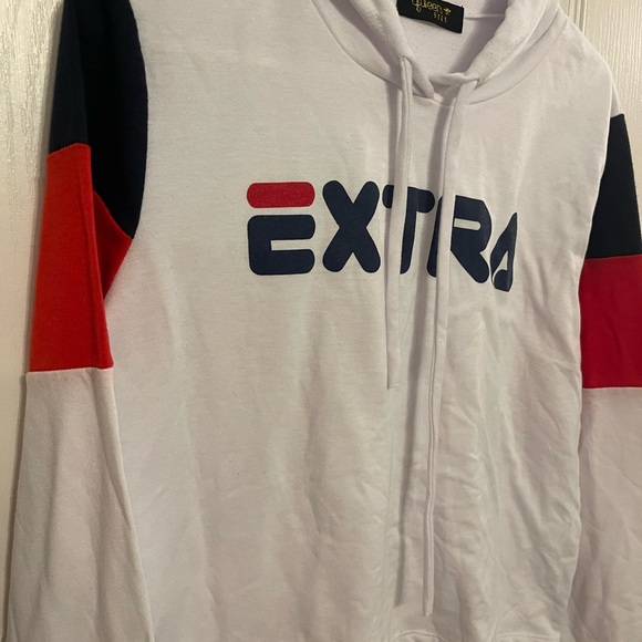 Extra White and Red Hoodie Sweatshirt - Picture 2 of 4